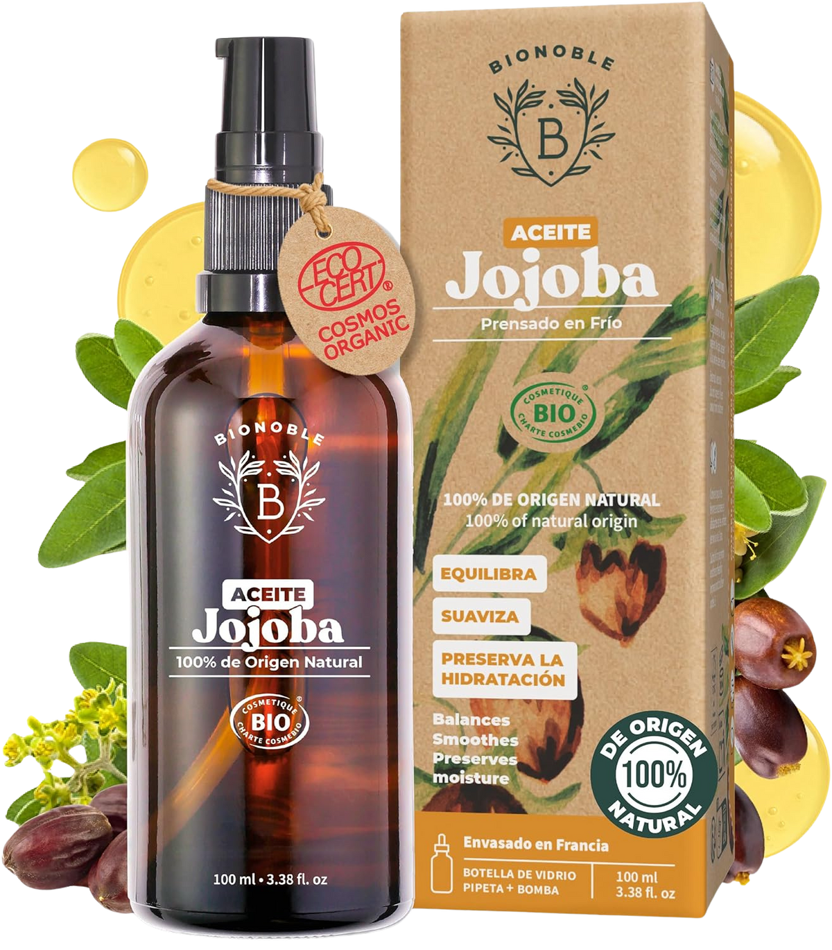 Aceite de Jojoba 100% Puro y Orgánico – Bionoble